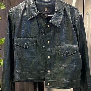 House of Harlow 1960 Dark Green Croc-Embossed Jacket